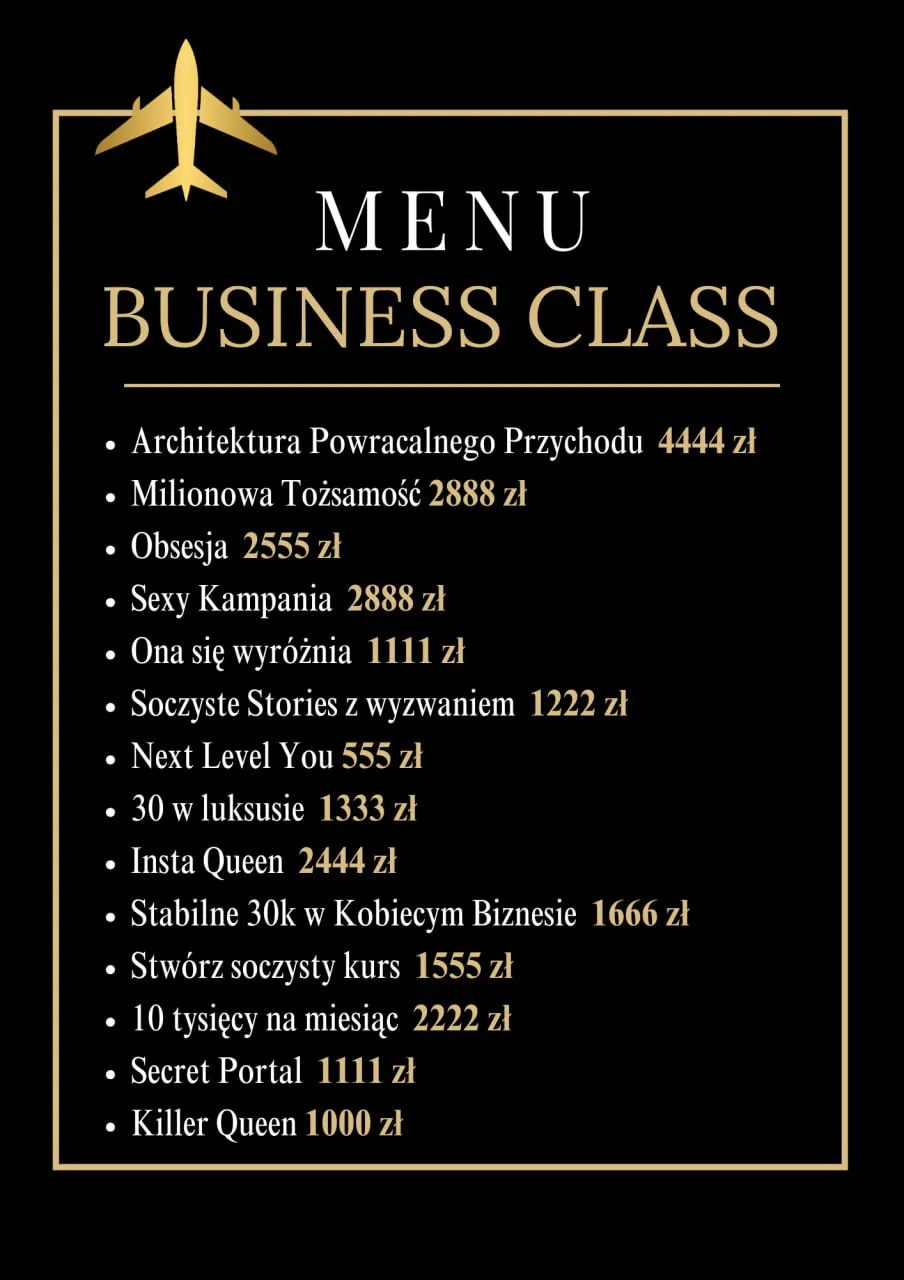 Menu Kursów Business Class
